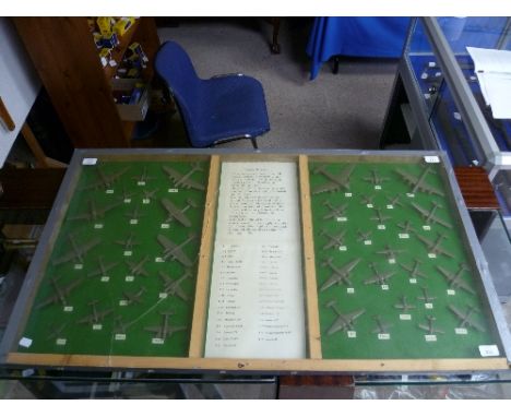 Wiking British & U.S. Aeroplane Recognition Models, a framed display of 1:200 scale models of British and U.S. World War II a