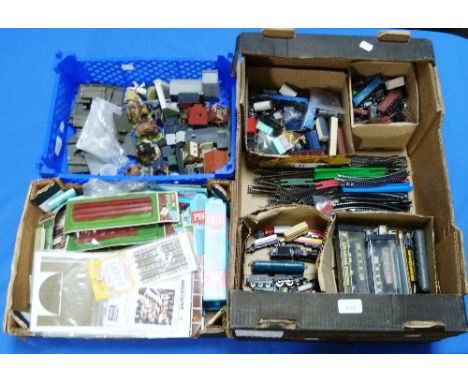 A quantity of 'N' gauge model railway, including ten various locomotives and sixteen coaches, Grafar and Lima, trucks and wag