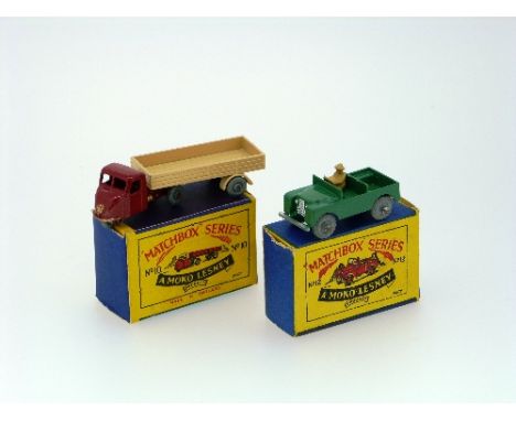 Matchbox Moko Lesney No.10 Scammell Mechanical Horse, red and light brown, boxed, and No.12 Land Rover, green, boxed (2) THIS