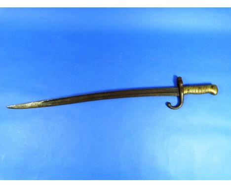 A Model 1866 French Chassepot Yataghan-style Bayonet, no scabbard. THIS LOT WILL BE SOLD ON FRIDAY 11TH SEPTEMBER STARTING AT