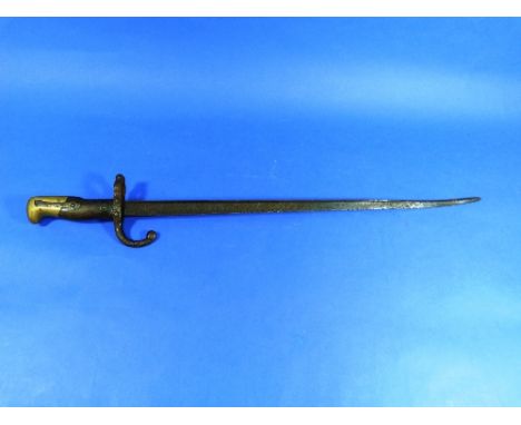 An M1874 Gras rifle Bayonet, no scabbard. THIS LOT WILL BE SOLD ON FRIDAY 11TH SEPTEMBER STARTING AT 2PM UK TIME 