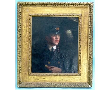 Frederick Charles Mulock (British, 1866-1931) Portrait of the artist's son, Cadet E. E. Mulock, in naval uniform oil on canva