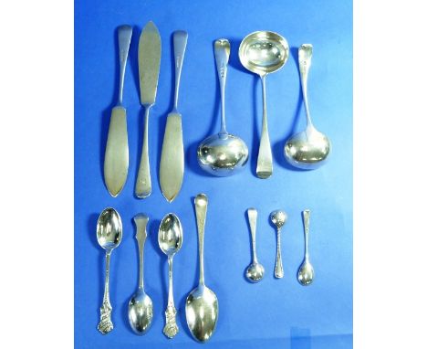 A pair of Victorian silver Ladles, by Josiah Williams & Co, hallmarked London, 1893, Old English pattern, the handles engrave