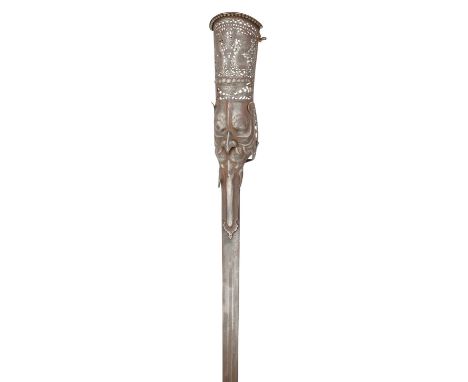 AN INDIAN GAUNTLET SWORD (PATA), PROBABLY 18TH/19TH CENTURY THANJAVUR, TAMIL NADU with broad double-edged blade formed with a