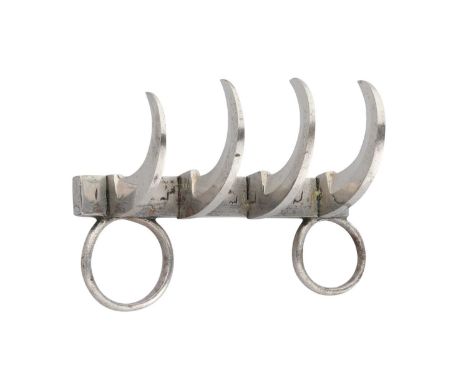 AN INDIAN IRON 'TIGER-CLAW' (BAGH NAKH), POSSIBLY 18TH/19TH CENTURY formed of four characteristic hook-shaped blades each of 