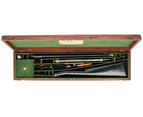 A CASED 140 BORE AIR CANE, LATE 19TH CENTURY with blackened body fitted with button trigger, multi-groove rifled copper alloy