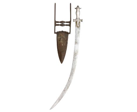 AN INDIAN SWORD (TALWAR) FOR A BOY AND AN INDIAN DAGGER (KATAR), 19TH CENTURY the first with curved blade double-edged at the