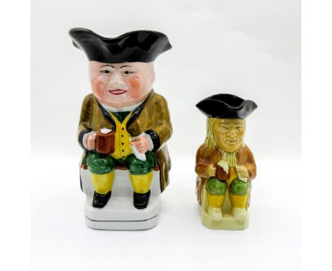 Two ceramic Toby Jugs. The smaller one was made by Wood &amp; Sons with backstamp, 4.5"H. The taller one is 7.25"H.Issued: 20