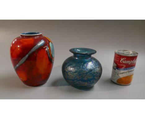 Poole pottery vase together with a Royal Brierly glass vase 