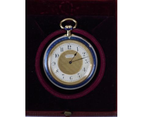 Movado Surete 18ct gold and machine enameled pocket watch in good working order 