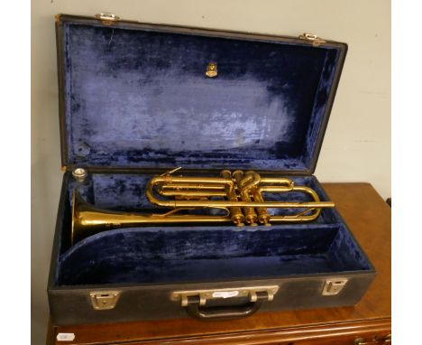 German brass trumpet marked B&amp;M 