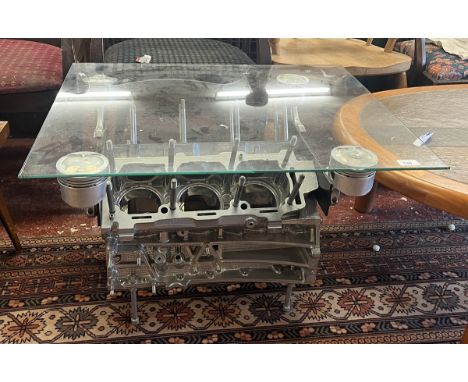 Alfa Romeo V6 alloy engine block coffee table 