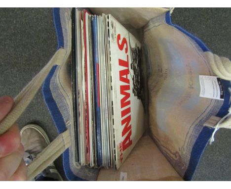 A canvas bag of LP's including Michael Jackson "Bad", The Animals, Bruce Springsteen etc 