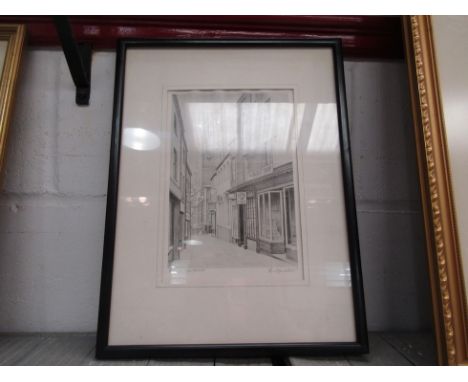 A signed print 'Bridewell Alley', Norwich after F. Masters, signed, framed and glazed, 24cm x 16cm 
