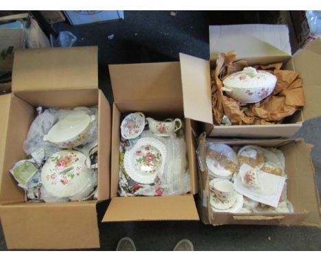 A large quantity of "Chelsea Rose" Royal Staffordshire dinner wares by Clarice Cliff (4 boxes) 