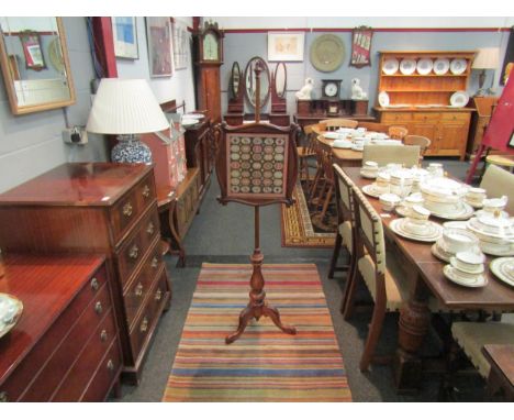 A Victorian tapestry panelled walnut pole screen 