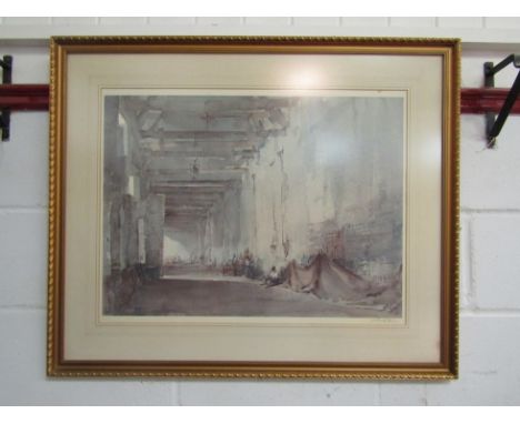 WILLIAM RUSSELL FLINT: A signed print 'White Interior', France, proof stamped, framed and glazed, 49cm x 67cm 