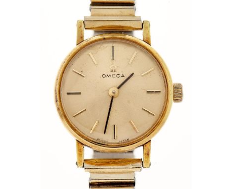 An Omega gold plated lady's wristwatch, 20mm In apparently working order and in good condition with only a few light signs of