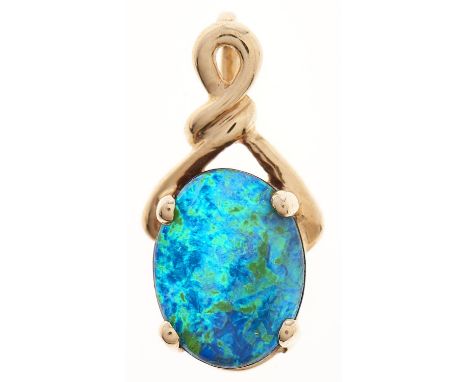 An opal doublet pendant, in gold marked 14k 585, 0.5g 