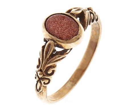 A gold stone ring, in gold marked 9ct, 3.2g, size P Light wear