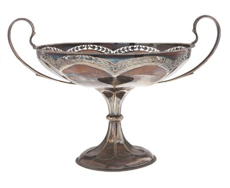 A George V pierced silver fruit stand, 19cm h, by Mappin &amp; Webb Limited, Birmingham 1915, 15ozs 10dwts Interior engraved 