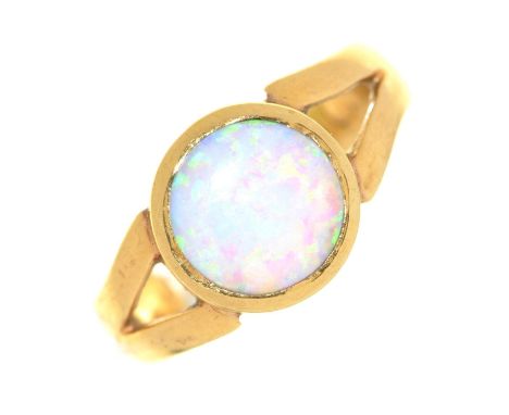 An Edwardian opal ring, in 18ct gold, marks rubbed, Birmingham, 2.9g, size J Slight wear consistent with age, opal lacking po