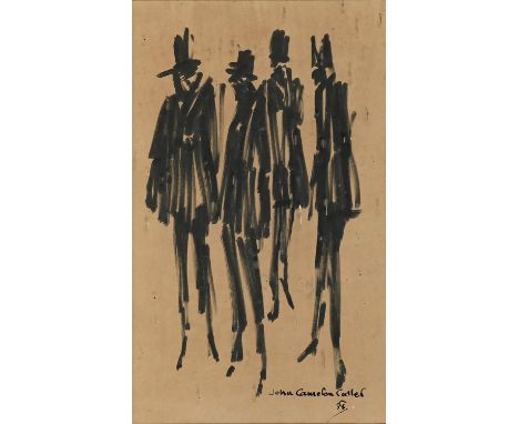 John Cameron Cutler (1937 - ) - Four Figures, signed and dated 58, brush and ink on buff paper, 25 x 15cm Good condition. Not