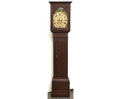 A Scottish oak eight day longcase clock, early 19th c, ...Cupar in Fife, the painted dial with twin subsidiary rings and spor