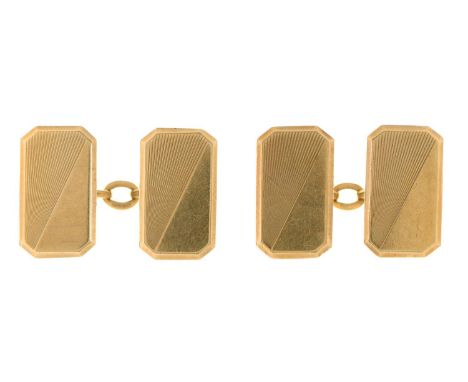 A pair of 9ct gold cufflinks, 10 x 18mm, Chester 1929, 8.9g No engraved initials, light wear scratches