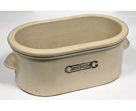 A saltglazed stoneware vat or tank, [W Canning] &amp; Co Ltd, first half 20th c, with cup handles, 64cm overall, impressed si