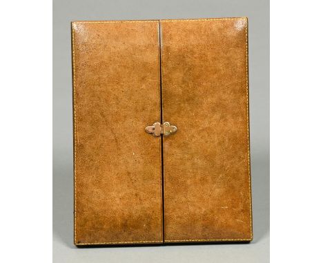 A gilt tooled leather folding photograph frame, Walter Jones, 195 &amp; 196 Sloane St SW, c12930,&nbsp; lined in brown velvet