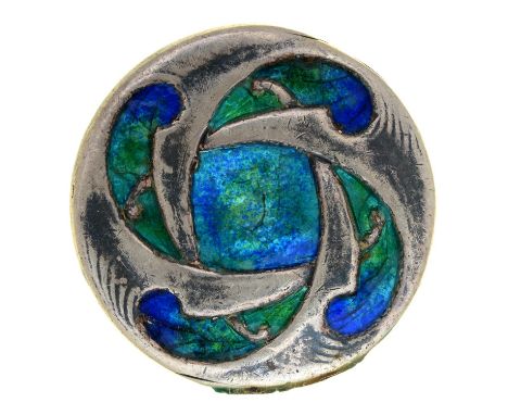 Liberty &amp; Co. A silver and translucent enamel button, the design attributed to Archibald Knox, adapted as a finger ring, 