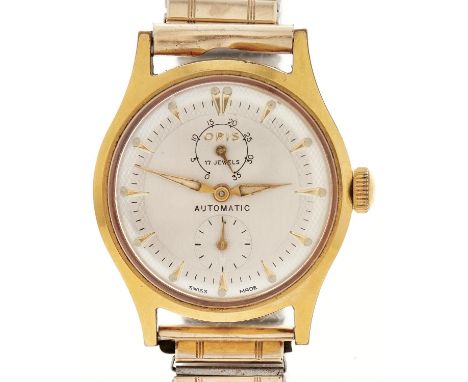 An Oris gold plated self-winding gentleman's wristwatch, with subsidiary seconds dial and power reserve, 33mm Hands setting b