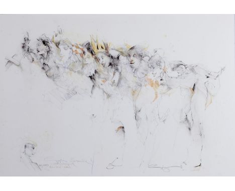 20th c School - Ensemble II, lithograph, indistinctly signed by the artist and numbered 120/250, 70 x 100cm Good condition
