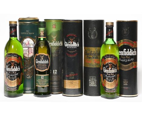 A Glenfiddich single malt scotch whisky, 12 years old, 70cl, 40% and four Glenfiddich Special Reserve or pure malt scotch whi