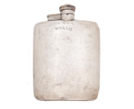 A George VI silver hip flask, with milled bayonet cap, 13cm h, by J Dixon &amp; Sons Ltd, Sheffield 1944 and another, smaller