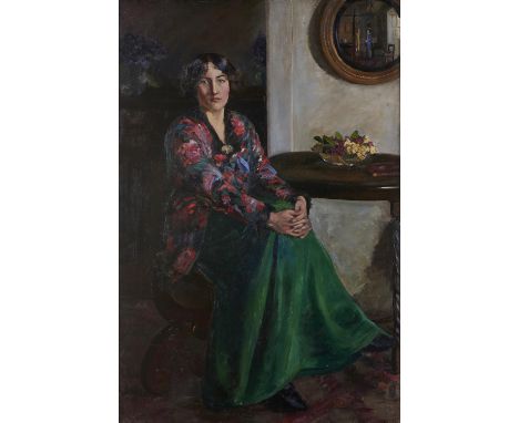 Scottish School, early 20th c - Woman Sitting for her Portrait, oil on canvas, 91 x 60.5cm Good condition, unlined