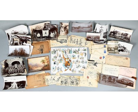 World War II, British Home Front, a series of illustrated envelopes, 1940, the reverse with comical illustrations mostly on a