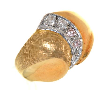 A diamond ring, in two colour 18ct gold, Birmingham 1971, 6.7g, size P Light wear only