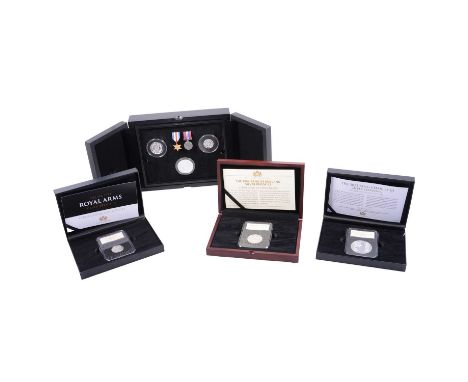 A D-Day 80th Anniversary Silver Proof Sovereign Set, cased; a 1994 Bank of England Silver Proof £2, cased; a 2023 King Charle