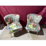 FLORAL PRINT UPHOLSTERED BARREL CHAIRS
