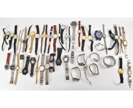 A large collection of vintage ladies and gents wrist watches to include the makers, Parmex, Pulse, Ingersoll, Quemex, Reflex,