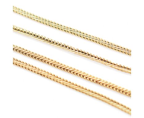 A 9ct gold antique herring bone link chain with a cylinder clasp. Marked 9ct to the clasp. Measures 15.5 inches. Weight 3.1g.