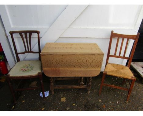 A gate leg table a/f and 2 vintage chairs