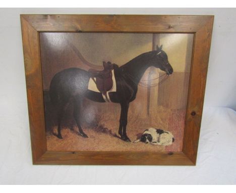Print of a horse and dog in the stable 74cm x 63cm&nbsp;