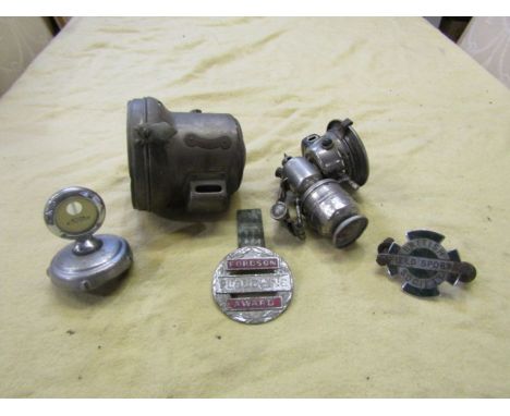 Fordson badge, Boyce motometer and vintage bicycle lamp etc&nbsp;