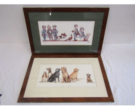 Two framed prints after Bryn. 'Fun shoot - Serious shoot' signed bottom left corner, print 248/500 63x40cm. 'Pedigrees.......
