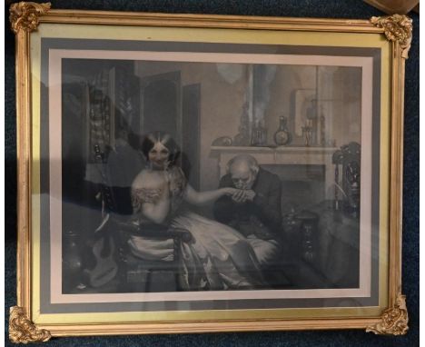 Framed and glazed plate print in gilt frame