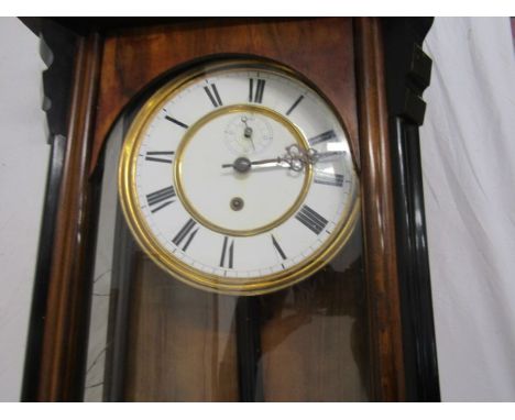 A long wall clock Vienna regulator&nbsp; rare winding key, needs attention