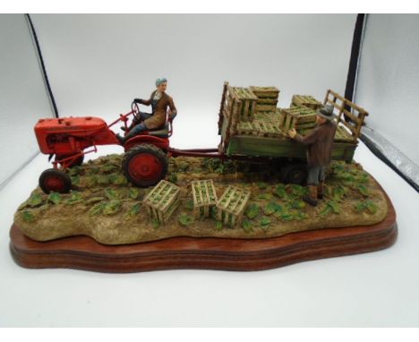 Border Fine Arts 'Cut and Crated' B0649, Allis Chalmers tractor with trailer, limited edition 1595/2001 on wood plinth, boxed